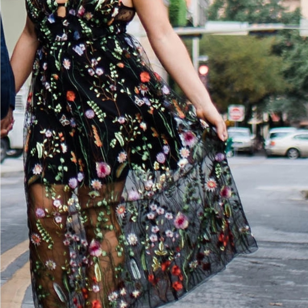 Pink and Red Floral Maxi Sundress with Spaghetti Straps